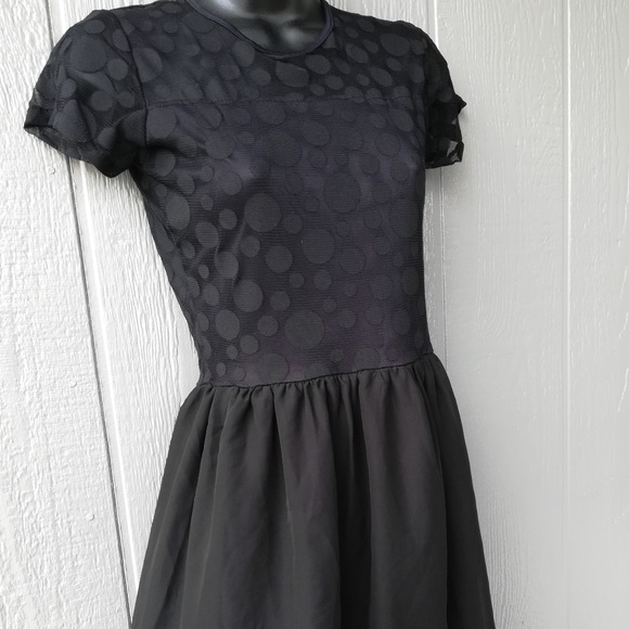 Party Mini Dress Polka Dot Black Sheer Top Small - Picture 3 of 6